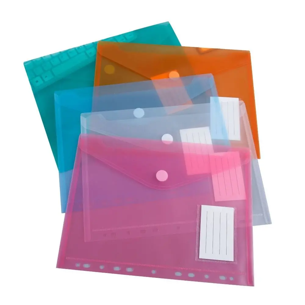 A4 Colorful Transparent File Folders Wallets Document Files With Holes For Ring Binder Folder Envelope Bags For School Office