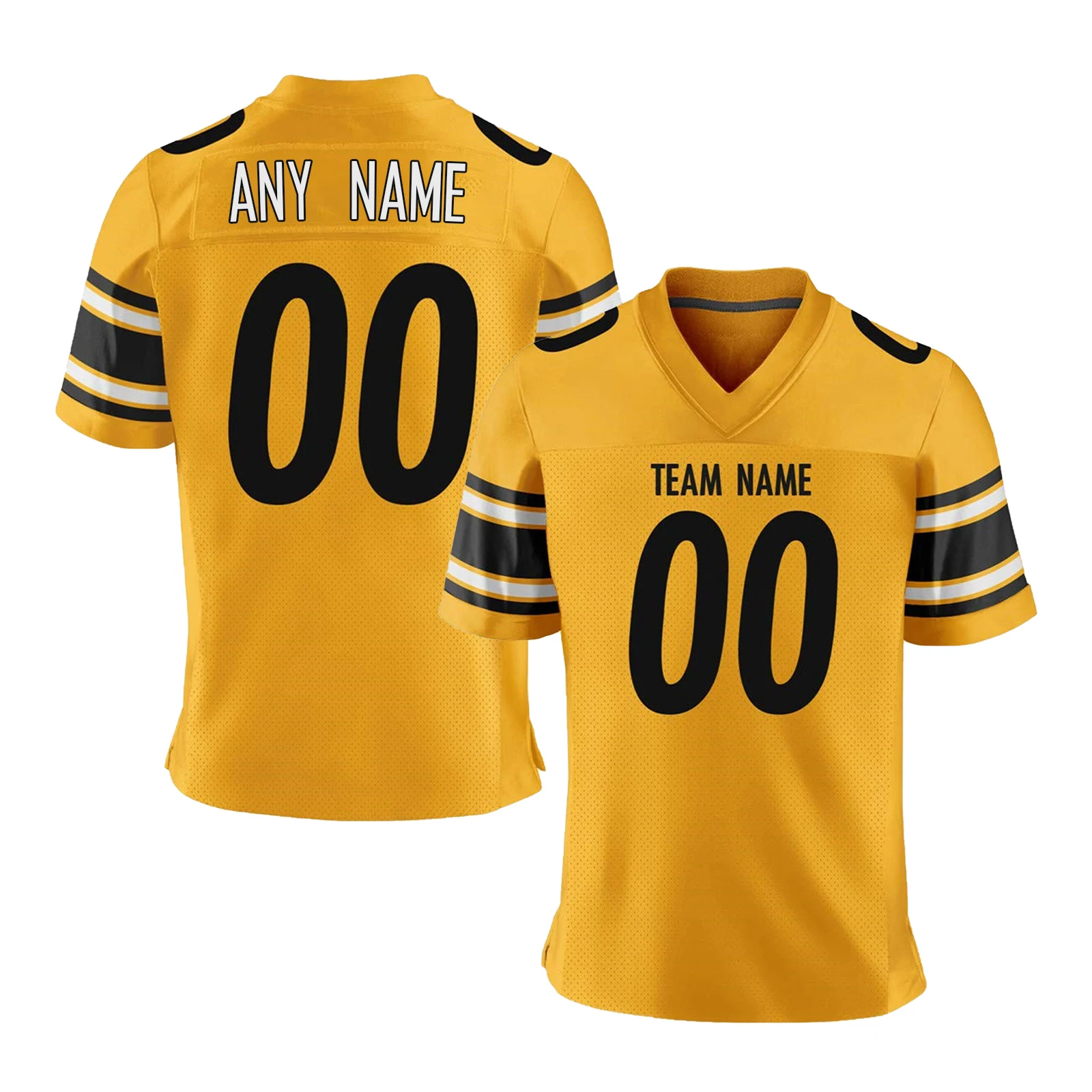 Personalized Black Gold American Football Jersey Custom Printed Team Name Number Fans Gift Men Women Youth Football Top