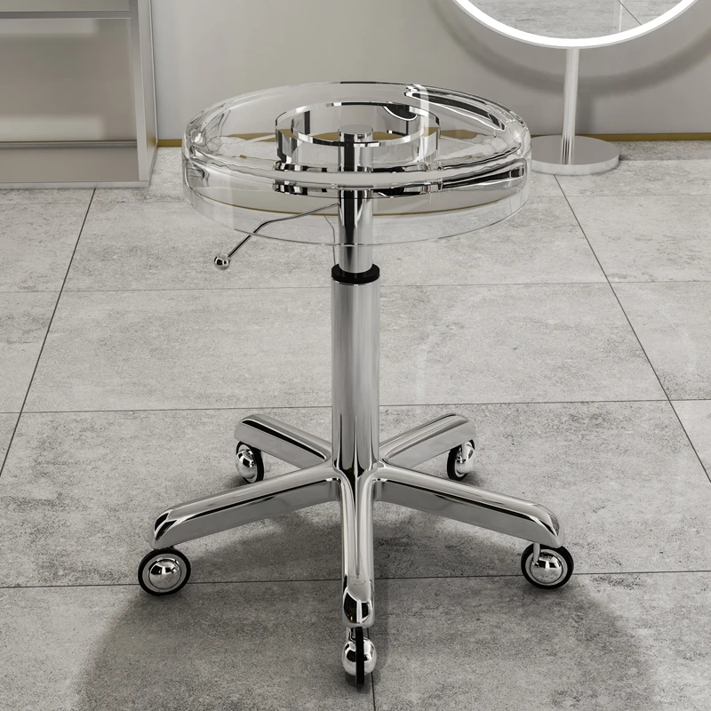 Stainless Steel Acrylic Rotating Stool for Bar Front Desk Hair Cutting Nail Beauty Mobile Lift Chair Five Claw Special