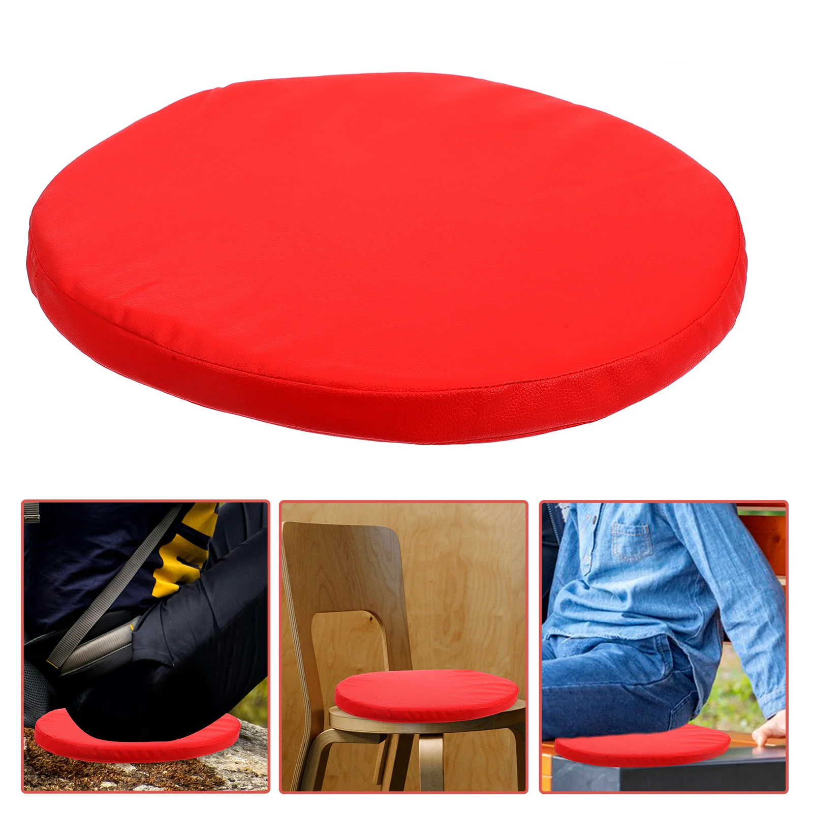 

Portable Round Outdoor Chair Cushion High-Density Memory Foam Removable Washable Cover Slip Resistant Surface Carry Strap