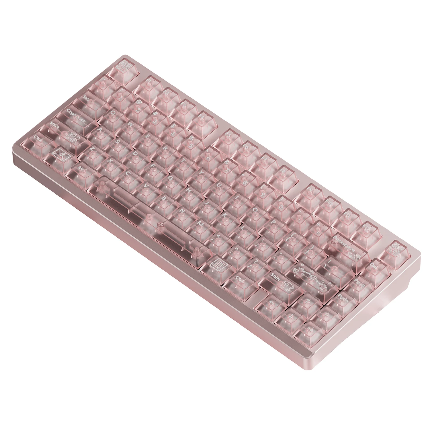 idobao Sakura Cherry Keycaps Transparent Key Cap Set Pink Cute Keycap Custom Key Caps for Mechanical Keyboard Gaming
