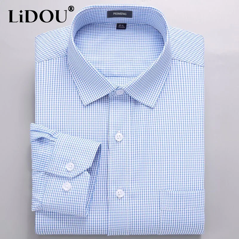 

Новинка весна-осень полосатая Модная рубашка с длинным рукавом Мужской Повседневный Кардиган в стиле High Street на пуговицах облегающие офисные универсальные топы с карманами