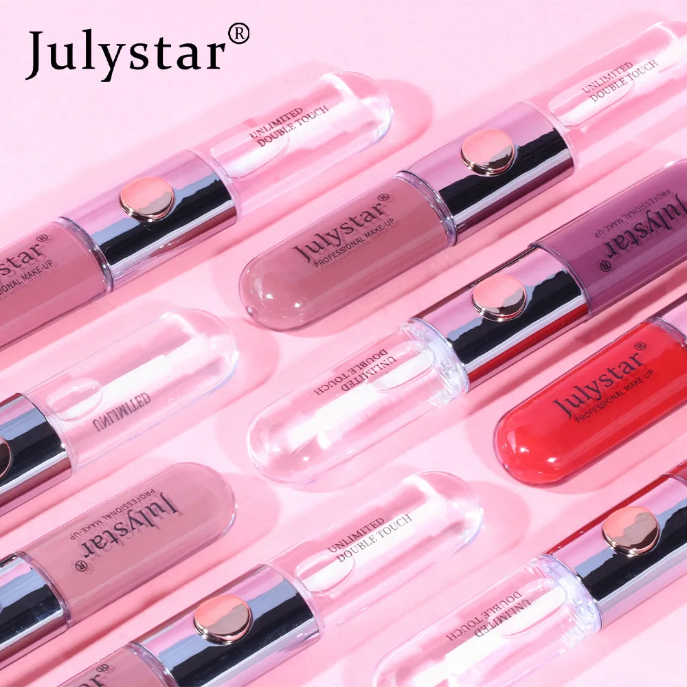 Julystar Waterdichte Lippenstift Tweekoppige Lip Glazuur Blijvende Geen Vervagende Spiegel Lipgloss Vrouwelijke Cosmetische Lip Make-Up Dagelijkse Make-Up