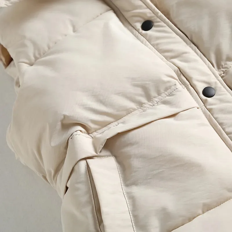 Gilet en coton pour femme, vêtement court en duvet de coton, ample et polyvalent, col montant, automne et hiver