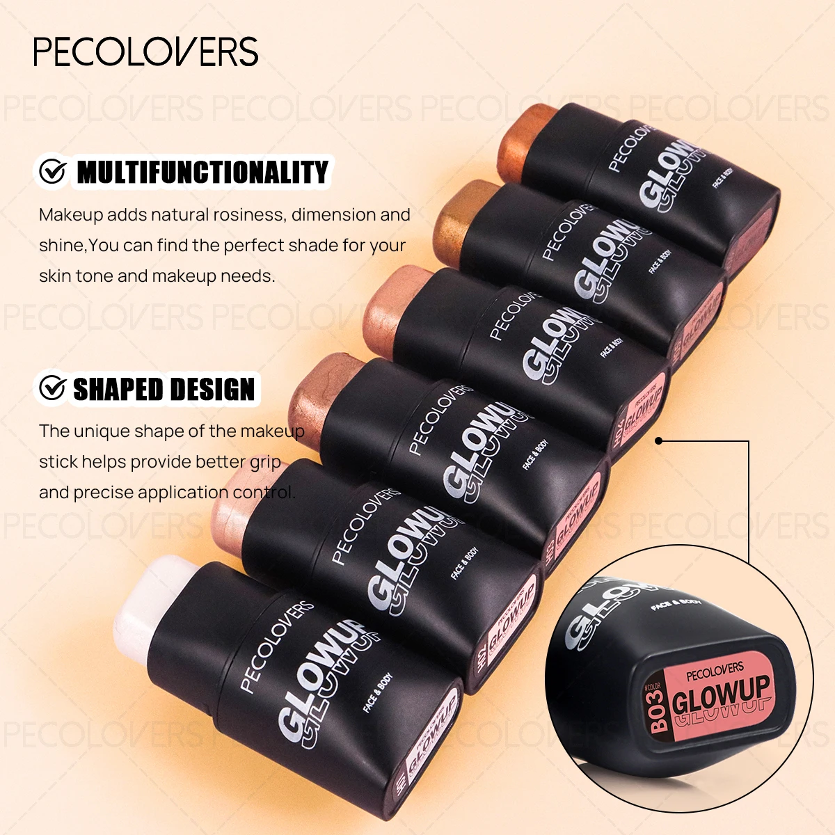 Fine Shimmer Highlighter Pen,,Cheek Blush Stick,Matte & Shimmer Finishes, Light Coverage, No Bleed,Perfect for Daily Makeup Look