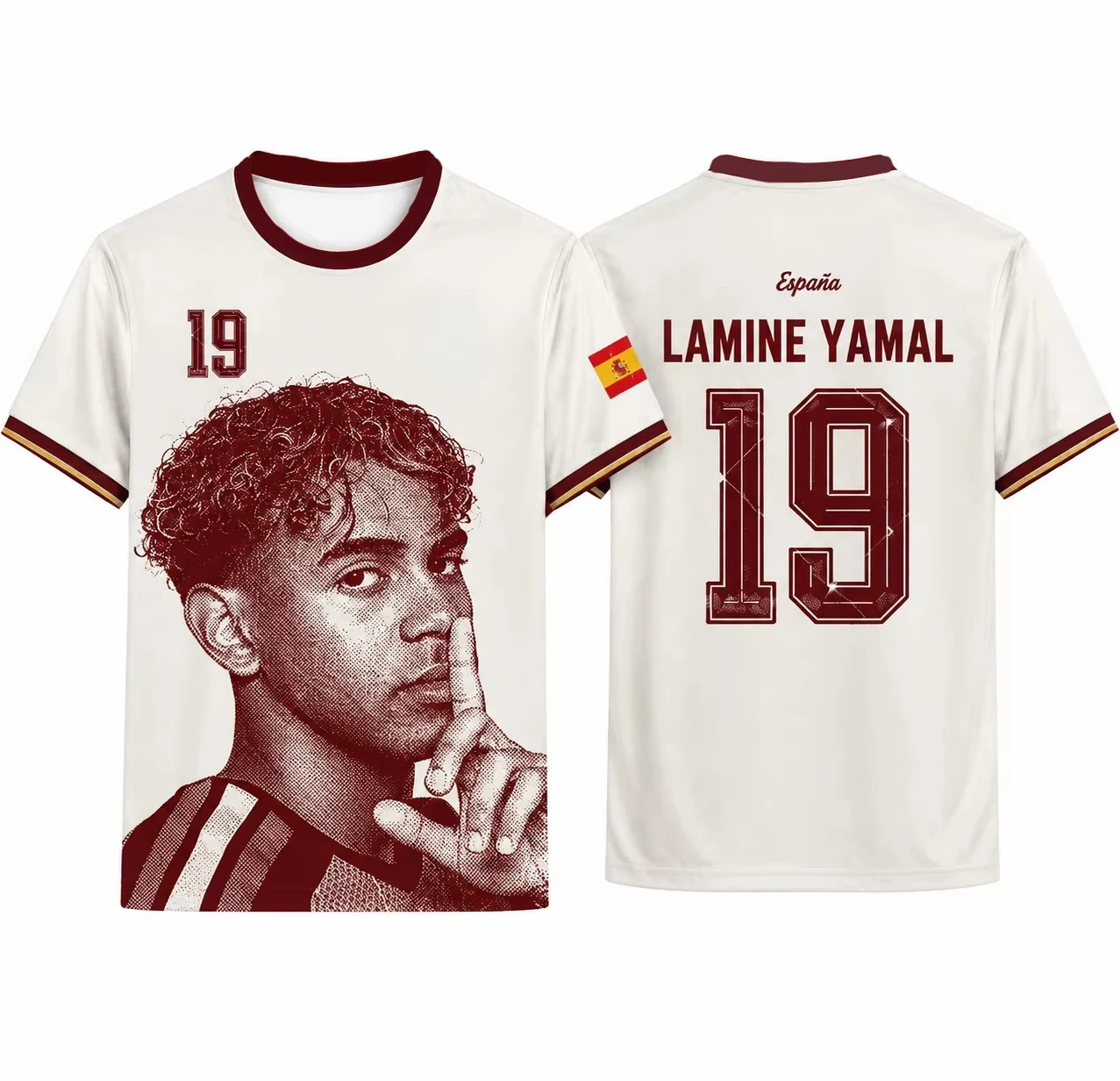2026 Spanish Team Yamal Player Edition Football Shirt, Quick Drying Short Sleeved T-shirt, Men's and Women's Family Kids Tees 3d
