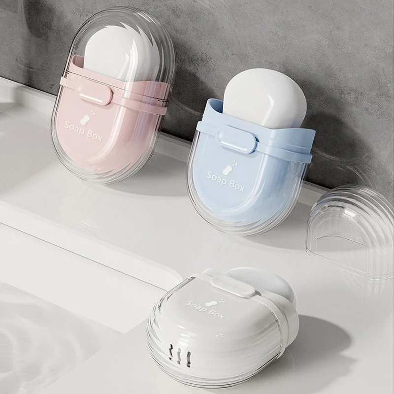 

Travel Portable Soap Box With Lid Sealed Drainable Soap Case Bathroom Drain Tray For Camping Outdoor Container