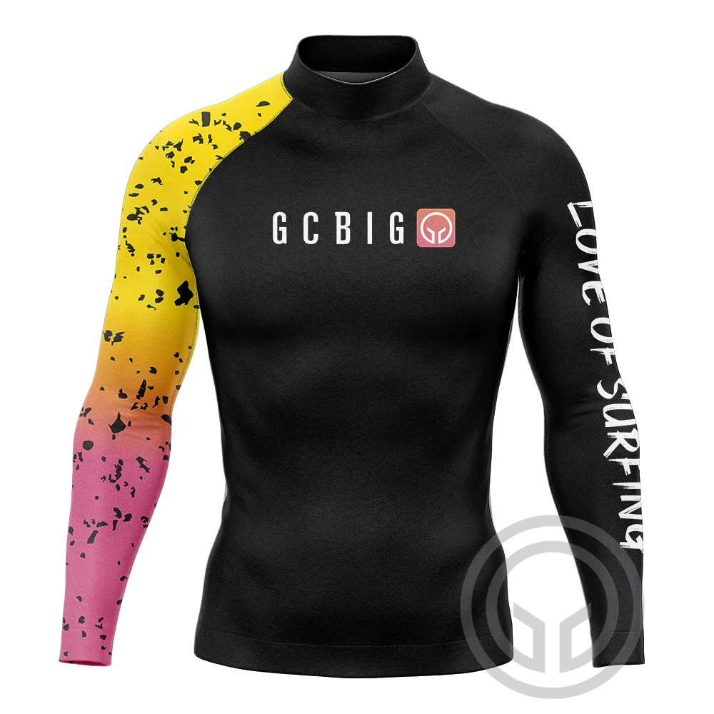 Rash Guard Men's Long Sleeve Sufing Shirts Diving Clothing Crew Neck Surfing Tops UPF 50+ Quick Dry Soft Beachwear UV Protection