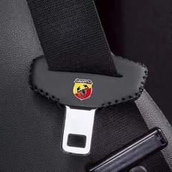 2pcs Car Seat Belt Buckle Cover Protector Anti-collision Case PU Leather Protection Wear For Fiat Abarth 595 Abarth 500