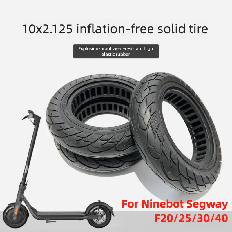 

10 Inch 10x2.125 Rubber Solid Tire For Ninebot Segway F20 F25 F30 F40 Electric Scooter Tubeless Thickened Explosion Proof Tyre