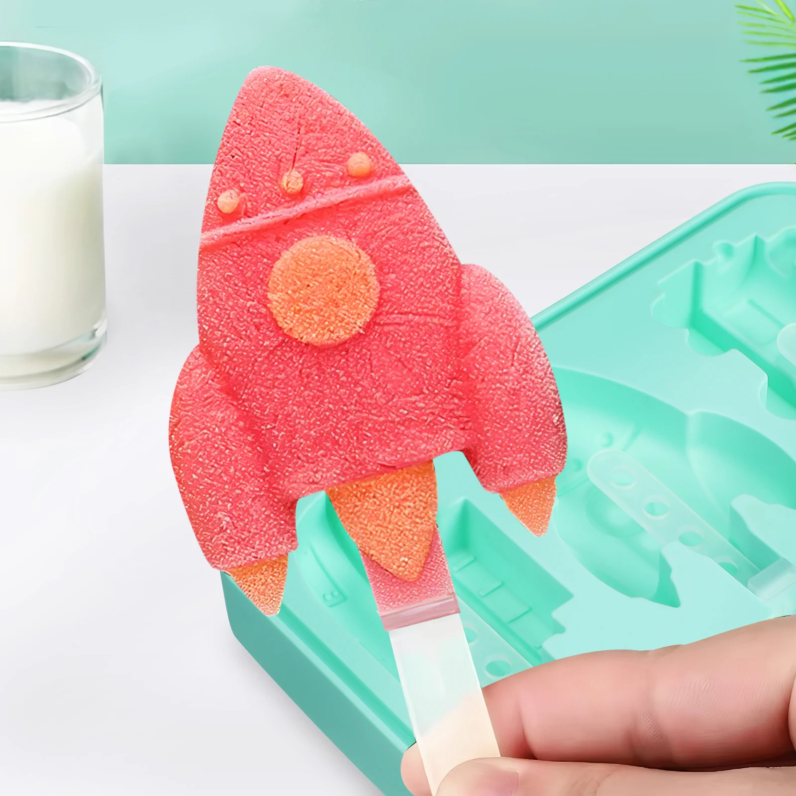 

2pcs Silicone Cream Molds Reusable Mini Diy Ice Making Moulds Adorable Animals Vehicles Shape Kitchen Ice Mold With Lid For