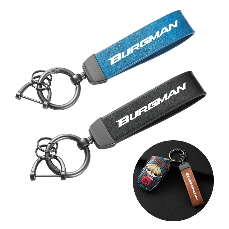 For Suzuki AN200 AN250 AN400 AN650 Burgman AN 125 250 400 650 Accessories Moto Color Changing Leather Trendy Brand Keychain