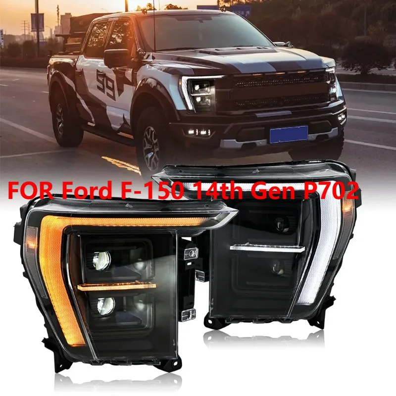

Для Ford F-150 14-го поколения P702 2021-2023 светодиодные фары в сборе, 2 шт., передние фары DRL