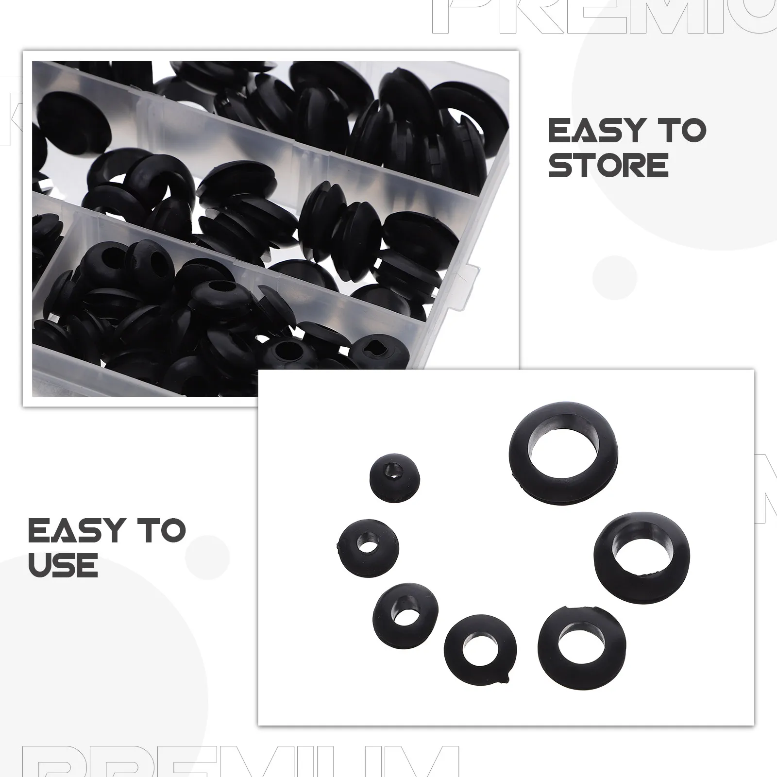 260Pcs Black Rubber Grommet Kit Waterproof Electrical Wire Seal Rings Cable Protection Automotive Wiring Hole Plugs Organizer