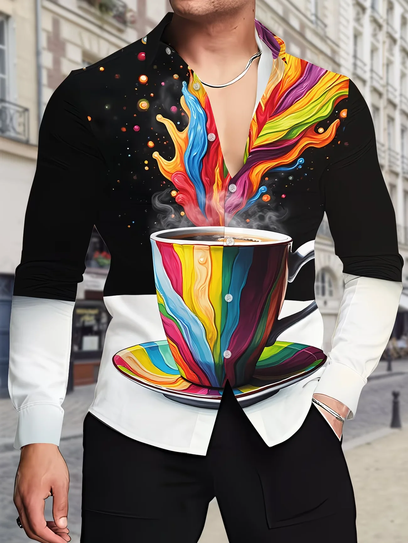 

Новая мужская рубашка в американском этническом стиле с 3D-принтом орла, повседневный модный топ с длинными рукавами.