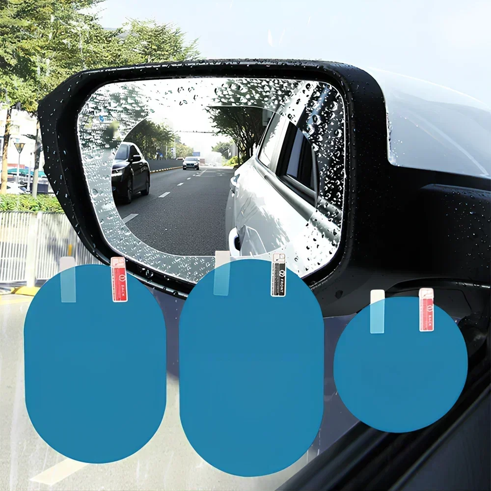 2X Car Stickers Rearview Mirror Protection Against Rain Fog Transparent Film Anti-glare Rainy Days Clear Vision Auto Accessories