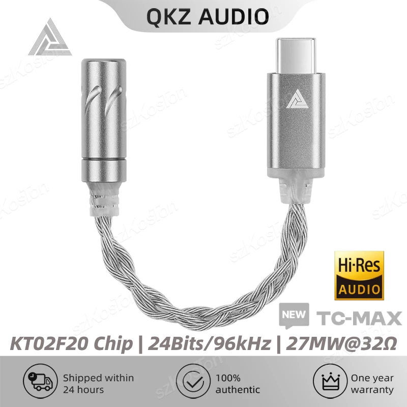 QKZ TC MAX USB Type-C to 3.5mm Audio interface KT02F20 Chip Decoder Adapter Headphone Amplifier for iPhone Samsung HUAWEI Xiaomi