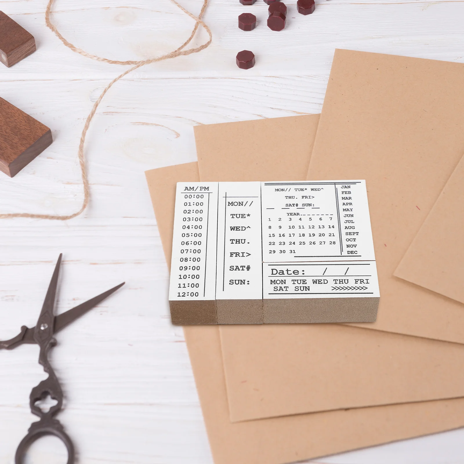 

1 Box Wooden Rubber Stamp Set Diy Journaling Craft Planner Scrapbooking Stencil Calendar Schedule Organizer Diary Decoration