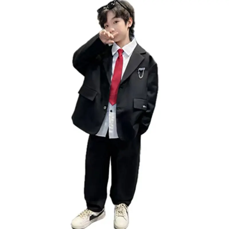 

Big Size Boys Clothing Sets Wedding Costume Suits Blazer Jacket+Pants 2Pcs Black Green Single-Breasted Spring Fall Kids Outfits