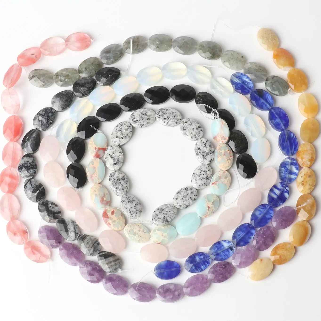 

Natural Stone Oval shape Faceted Beading Agates crystals Scattered beads For jewelry making DIY Necklace Bracelet Accessories