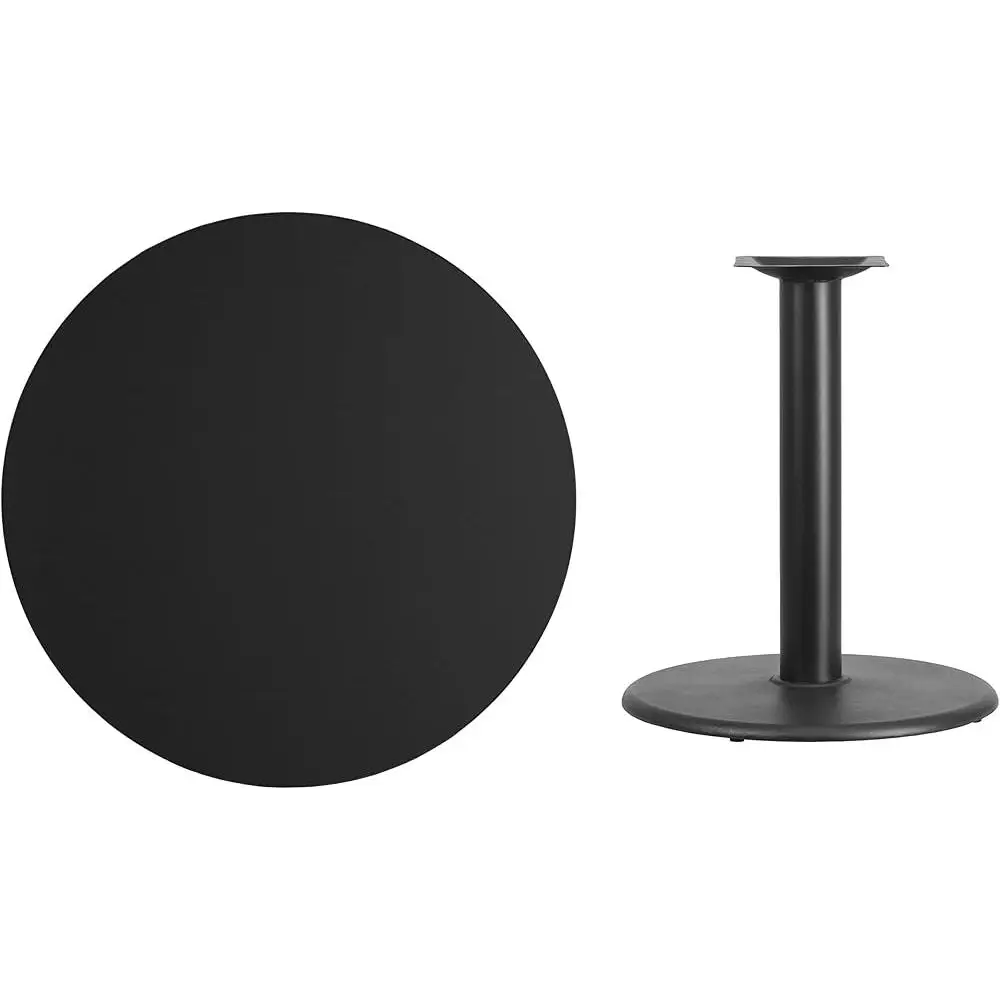 Round Black Laminate Table Top Bar Height Hospitality Table Sturdy Water Resistant Scratch Resistant Durable Easy Maintenance
