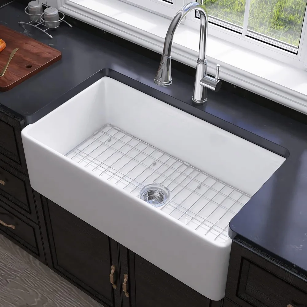 

Farmhouse 33 Inch White Farmhouse Sink Farm Sink Farmhouse Kitchen Sink Apron Fireclay Farmer Undermount