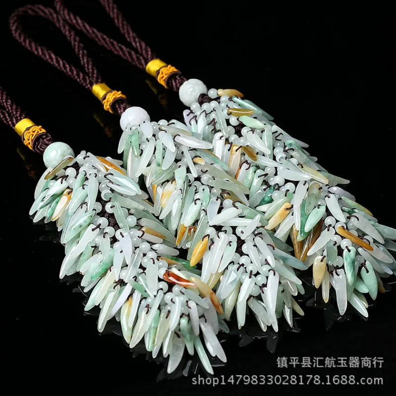 

Natural Jade Car Hanging OrnamentAHuo Bing Nuozhong Colorful Car Pendant Jade Pepper Bag Hanging Car Decoration Jade Artifact