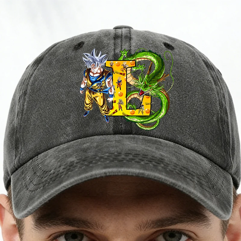 Cartoon Retro Baseballkappen für Erwachsene Dragon Ball Goku Schriftzug Mode Gewaschene Mütze Sommer Vintage Kappen Anime Niedliche Geburtstagsgeschenke