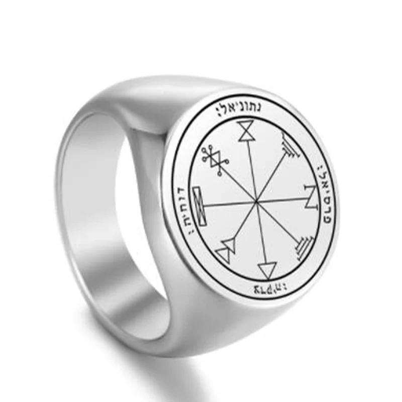 R002 44 Styles Solomon Pentacles Seal of Jupiter Mars Mercury Moon Saturn Sun Venus Talisman Laser Marking Stainless Steel Rings