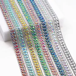 1 Yard Sparkling Horse Eye Shape Rhinestone Strip for Dance Dresses&Costumes,Easy-to-Apply Hot Melt Glue for DIY Embellishment