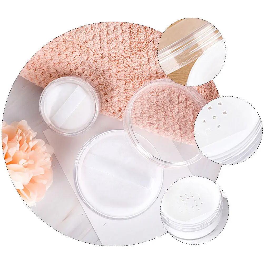 

Набор из 6 портативных футляров для рассыпчатой пудры: компактные, прочные дорожные контейнеры для макияжа с пуховкой, многоразовые.