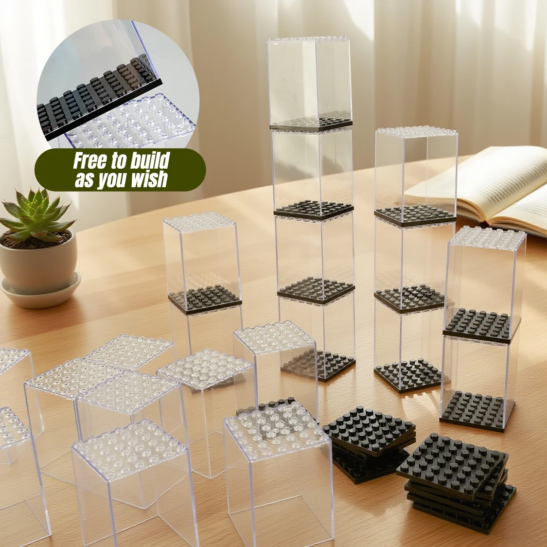 20 Pcs Minifigures Display Cases Set, Mini-Figures Display Cases Fits For Figures Display, Single Mini-Figures Storage Case For Figures Collectors, Acrylic Building Block Display Box Dust-Proof