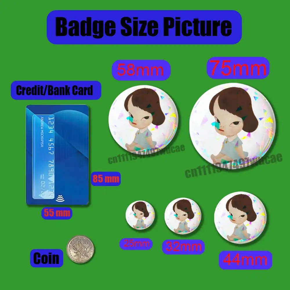 For Japan Yoshitomo Nara Badge Case Custom Pin Insignia Emblem Round Brooch Button Cosplay Laser Cover