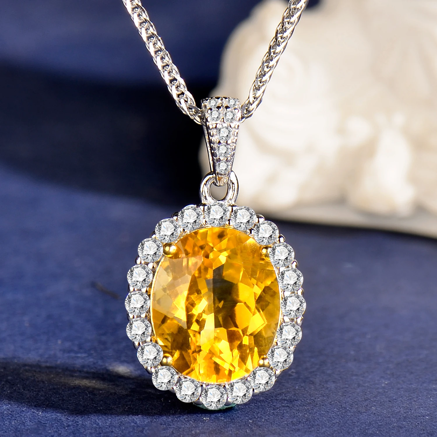 

Подвеска из серебра 925 пробы с натуральным цитрином, в сочетании с серебряным ожерельем 925 пробы, подходит для женщин, простой и элегантный кулон, изысканное и модное ожерелье, элегантный, стильный, элитный, праздничный подарок, подарок на День святого 