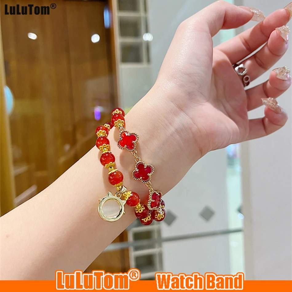 Jade Bead Bracelet For Xiaomi Mi 8 Watchband Miband 7 6 5 Luxury Wristband Women Mi Band 3 4 Smartwatch Jewelry Accessories Gift