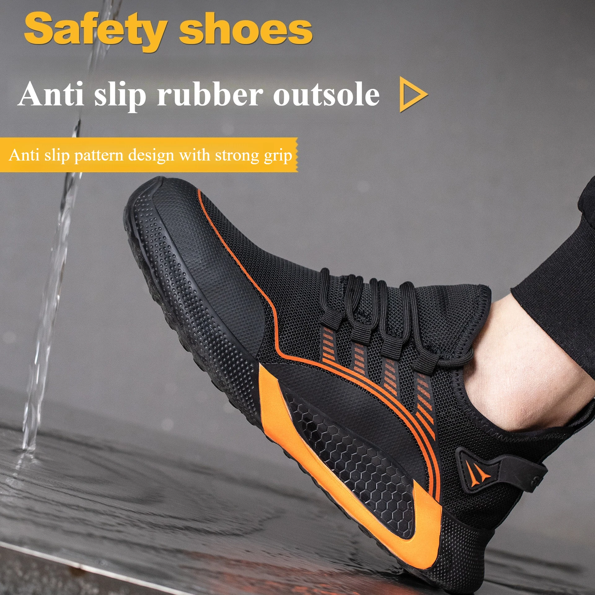 أحذية واقية من الصلب قابلة للتنفس للرجال/النساء، أحذية عمل مريحة مضادة للتحطيم ومضادة للثقب، أحذية أمان صناعية