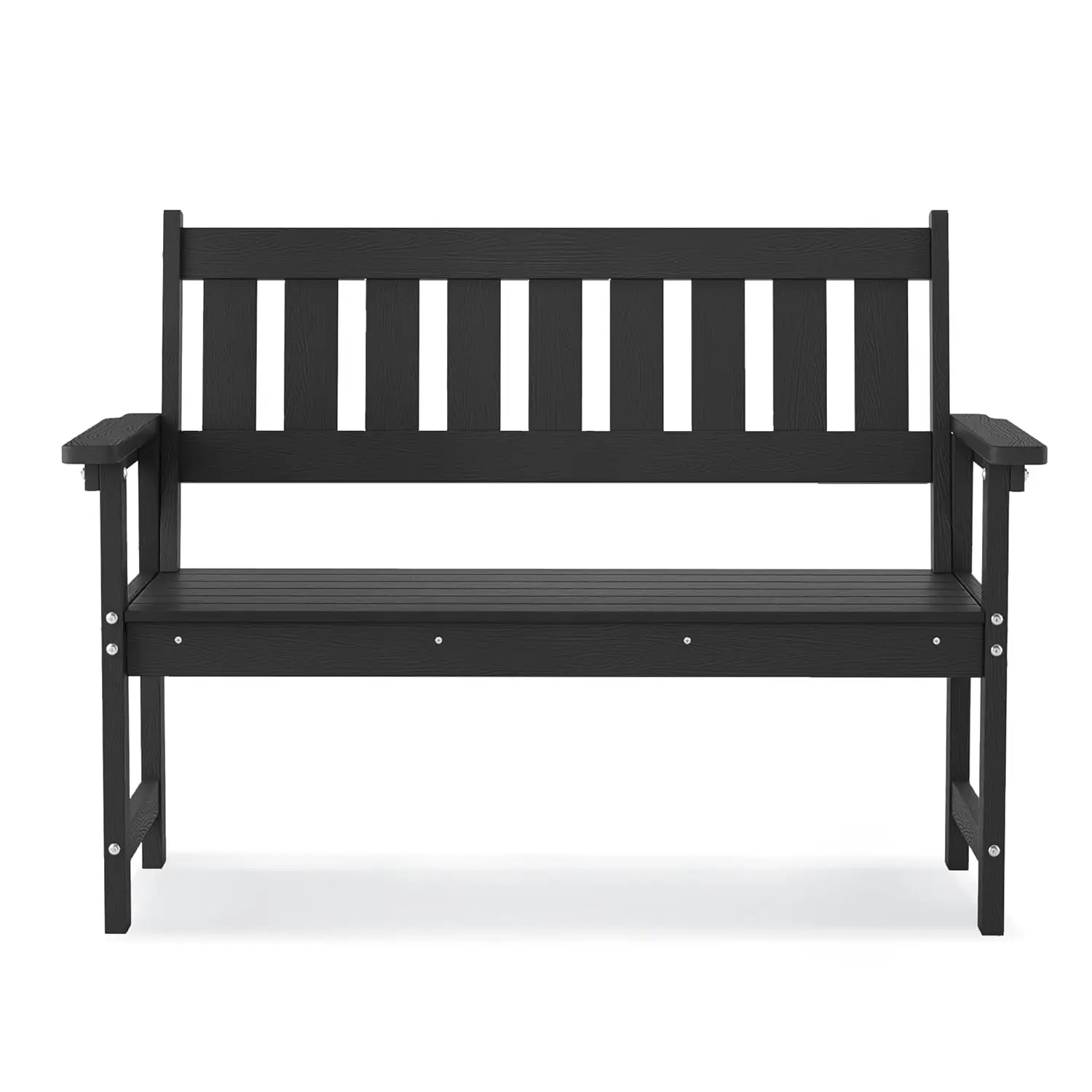 

2-Person HDPS Outdoor Garden Bench Weatherproof Fade & Rot Resistant Park Porch Backyard 47in Black, Custom