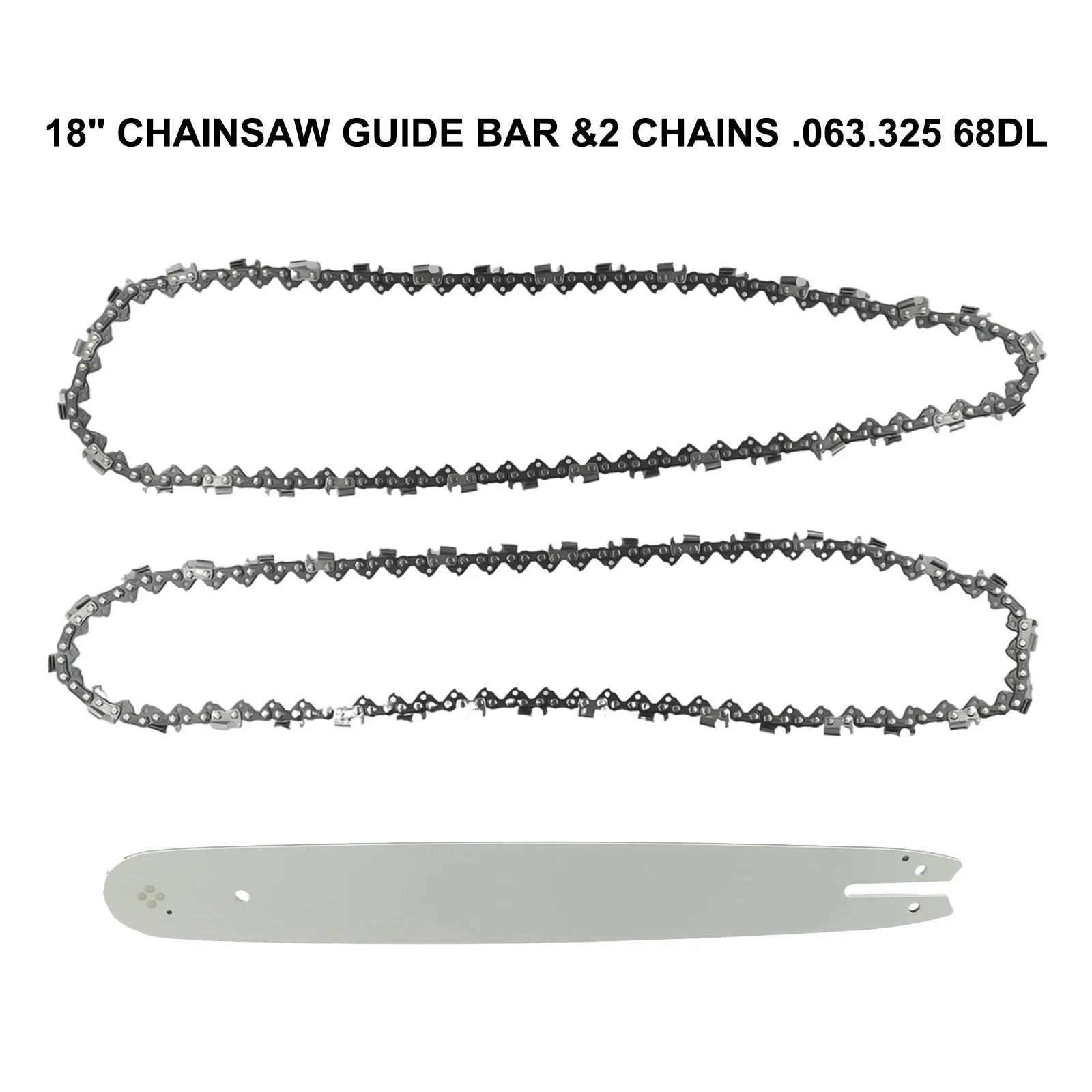 Chainsaw Guide Bar 18'' + 2x Chainsaw Chain .063 .325 68DL For MS210 MS211 MS230 MS241 MS250 MS251 Accessory