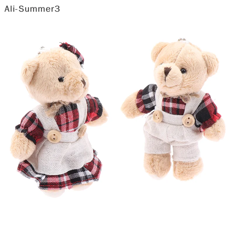 Cartoon Tragen Kleidung Bär Plüsch Spielzeug Schlüsselbund Weiche Angefüllte Puppe Anhänger Rucksack Auto Tasche Schlüssel Ring Decor Kind Geschenk