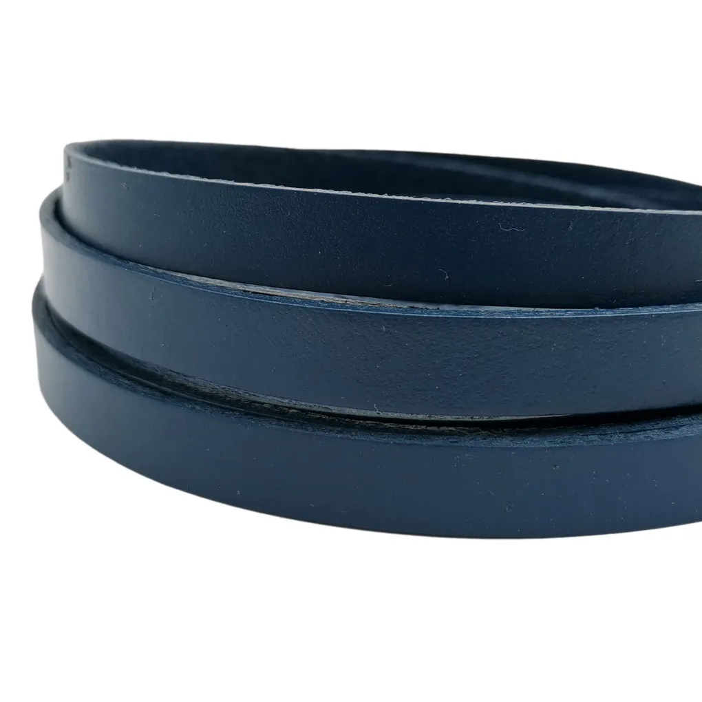 

10mm Bracelet Band Flat Real Leather Strip 10x2mm Navy Blue Dark Blue