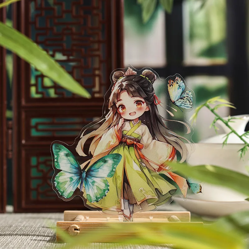 

12/72pcs Lanzhi Beauty Series Kawaii Antique Style Little Girl PET Stickers DIY Diary Scrapbook Aesthetic Stickers