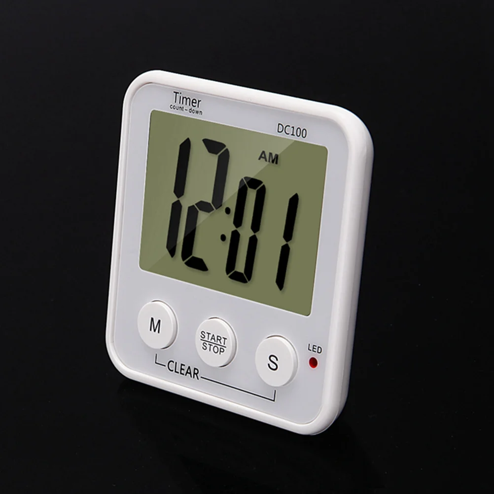 

Dc100 LCD Digital Kitchen Timer White Low Power-Consumption Clock Countdown Stopwatch Magnetic Stick Loud Alarm