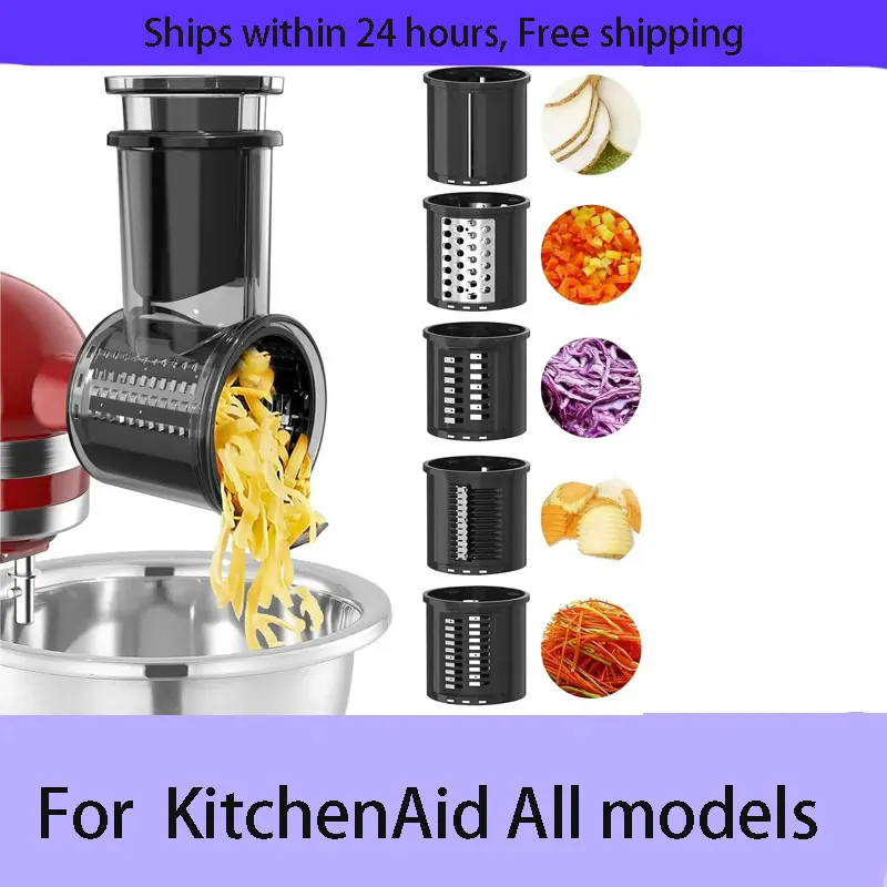 For all KitchenAid Stand Mixe Slicer Shredder Attachment with 5 Blades, Large Feed Chute Cheese Grater Attachment