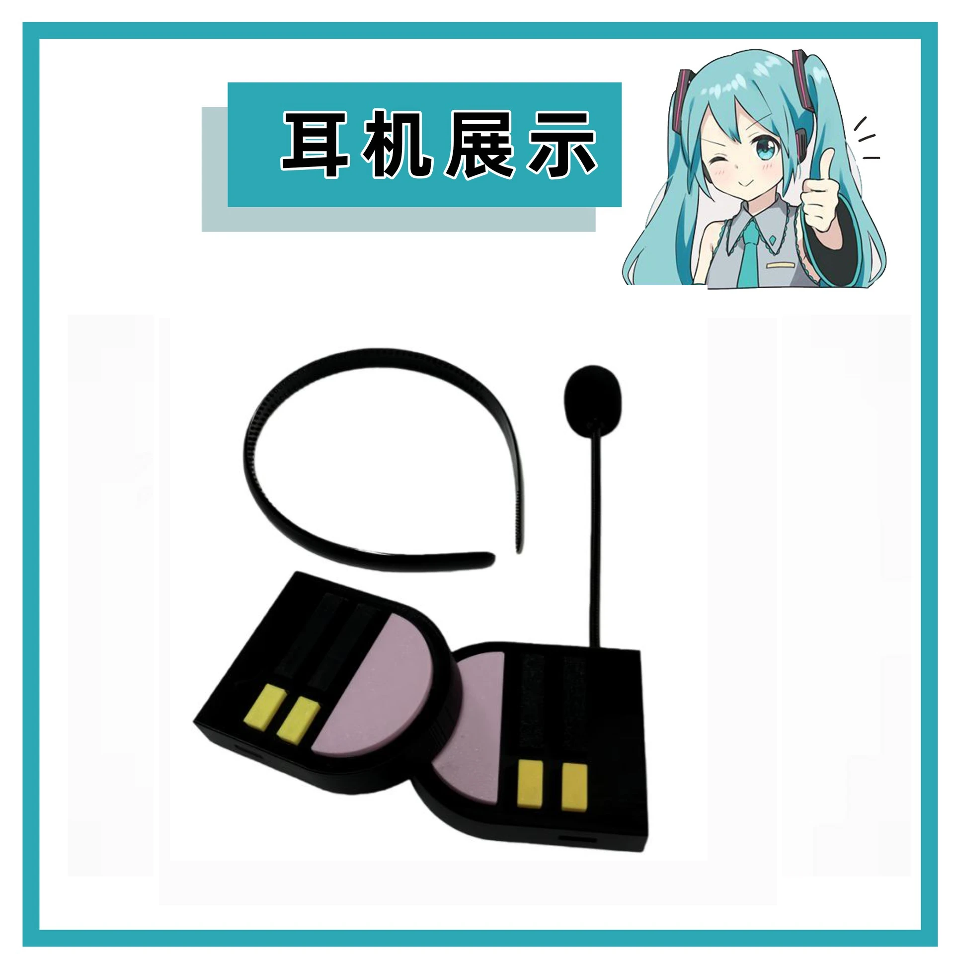 Virtual Idol Cosplay Hoofdtelefoon Prop Set van Hatsune Virtual Singer Sticker Mark Hoofdtelefoon Cosplay Hoofddeksels 3D Anime Cosplay Props