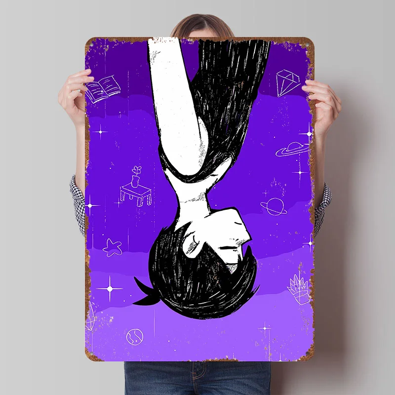Upside Down Omori Game Art Printed Poster Customized Retro Wall Art Vintage Metal Tin Signs for Modern Home Decoration Luxury