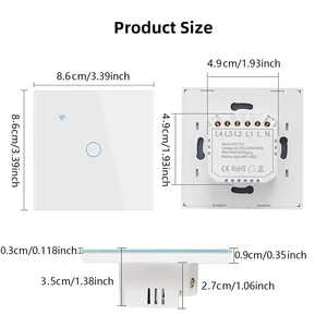 Smart switch Wi-Fi, EU light, wall touch switch, 220V, needs neutral wire, Tuya Smart Life, works with Alexa, Google Home, 1/2/3/4 Gang 8 Main Sales Wall Switch - №3