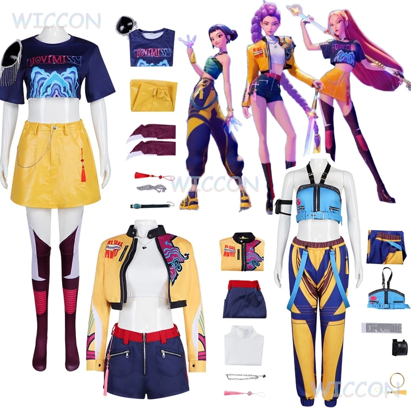 

Rumi Mira Zoey Cosplay Costume Full Set Anime KPop Demon Cos Hunters Superstar Girl Group Suit Women Halloween Party Roleplay