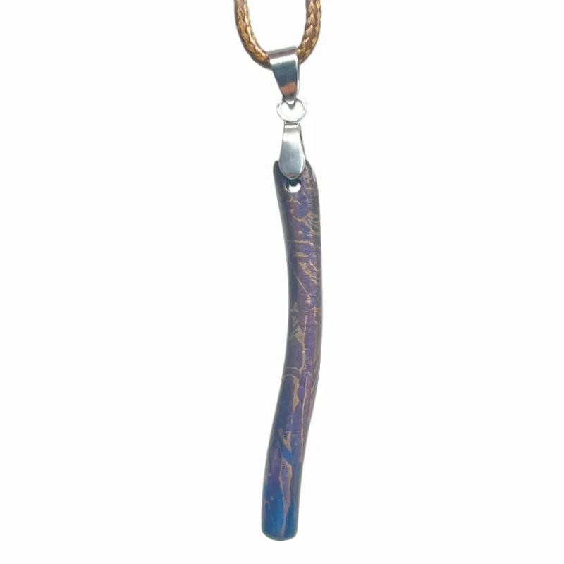 Real Muonionalusta Iron Meteor Thin Rod Colorful Coated Pendant Extraterrestrial Rock Braided Rope Necklace LK490 view 2