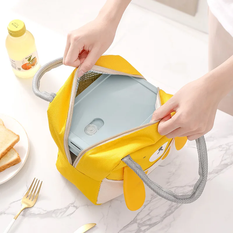 Adorable Cartoon Thickened Waterproof Lunch Box Bag for Students And Office Workers Portable Meal Bag for Midday Snacks