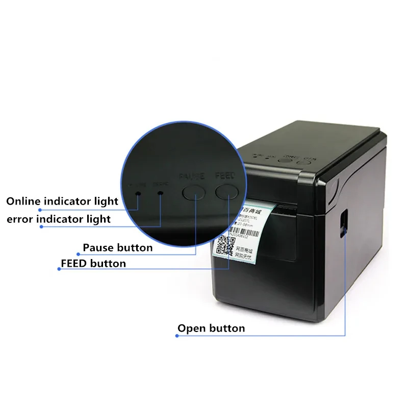 2120TF Product Barcode QR Code Price Sticker Thermal Label Printer Retail Takeaway Checkout Bill 58mm Receipt Printer